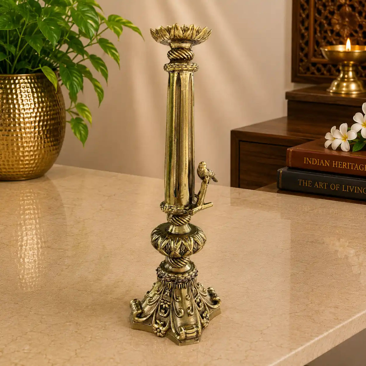 Brass Lightweight Candle Stand Holder (8.5 Inch) Vedansh Craft