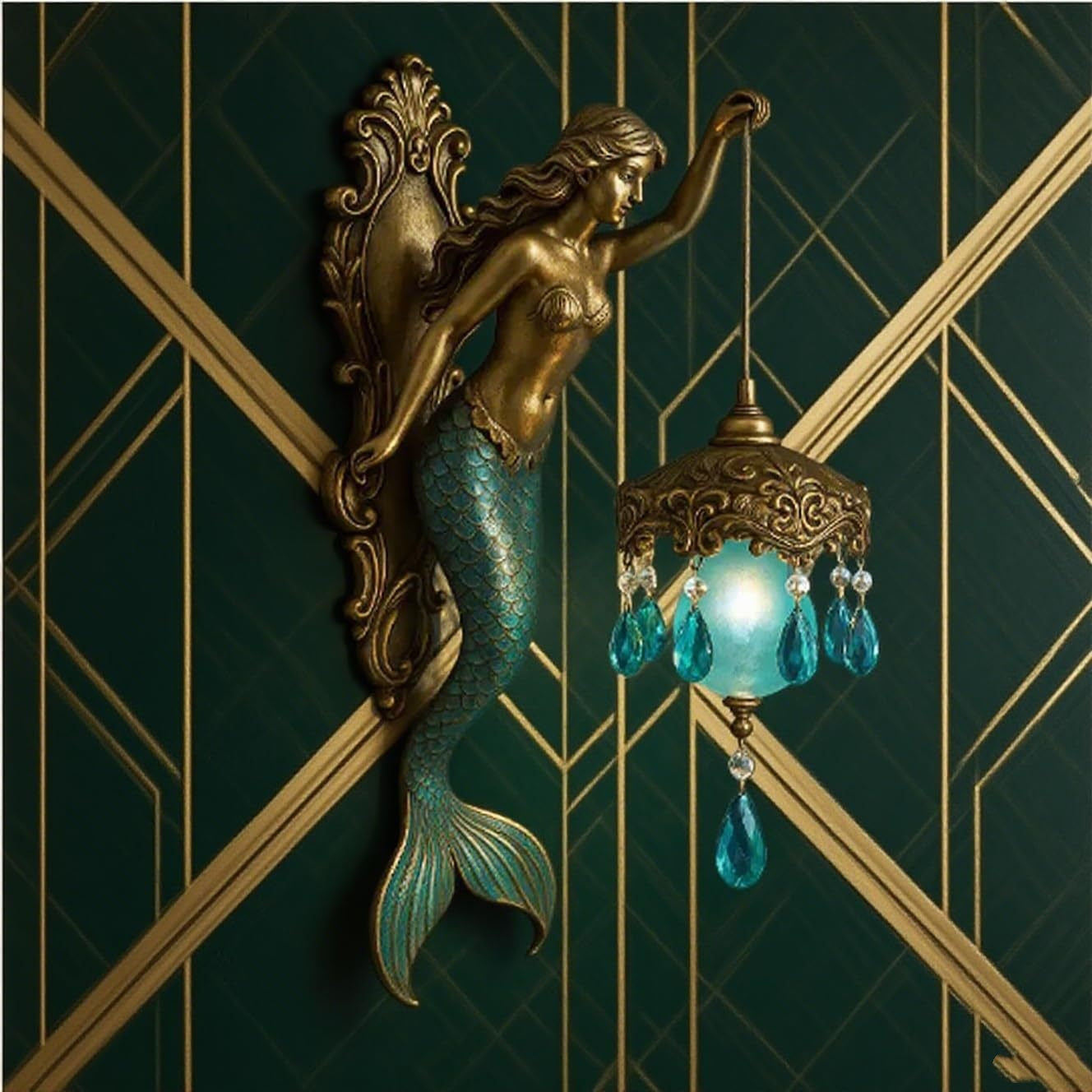Marine Mermaid Art Mythology Wall Lamp kafalo