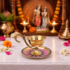 Brass Hand Painted Akhand Diya (2.2 Inch) Vedansh Craft
