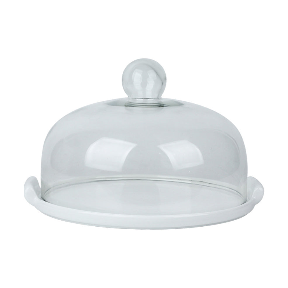 Cake Plate With Cover White 11.5 Inch Nestasia
