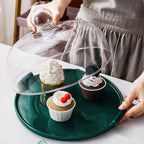 Green Cake Plate With Cover 11.5 Inch Nestasia