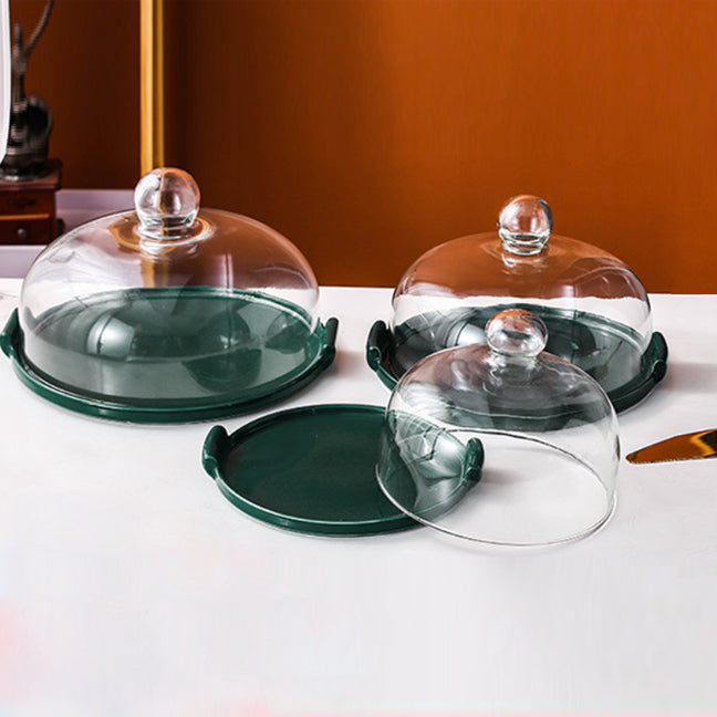 Green Cake Plate With Cover 11.5 Inch Nestasia