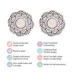 Handmade Floral Mandala Tea Light Holder Set Of 2 Nestasia