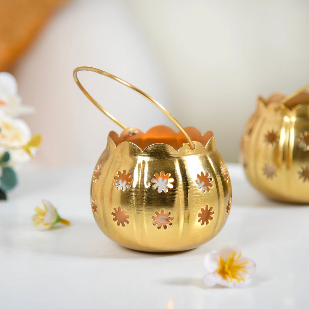 Gold Metal Votive Holder Set Of 2 Nestasia