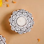 Handmade Floral Mandala Tea Light Holder Set Of 2 Nestasia