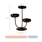 3 Arm Metal Candle Stand Black Nestasia