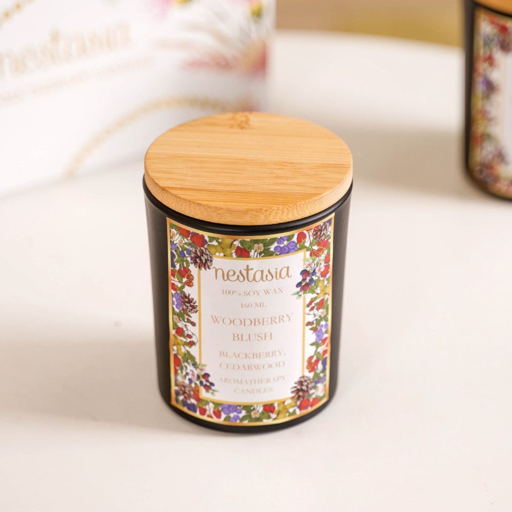 Woodberry Scented Candle Jar With Lid Set Of 2 Nestasia