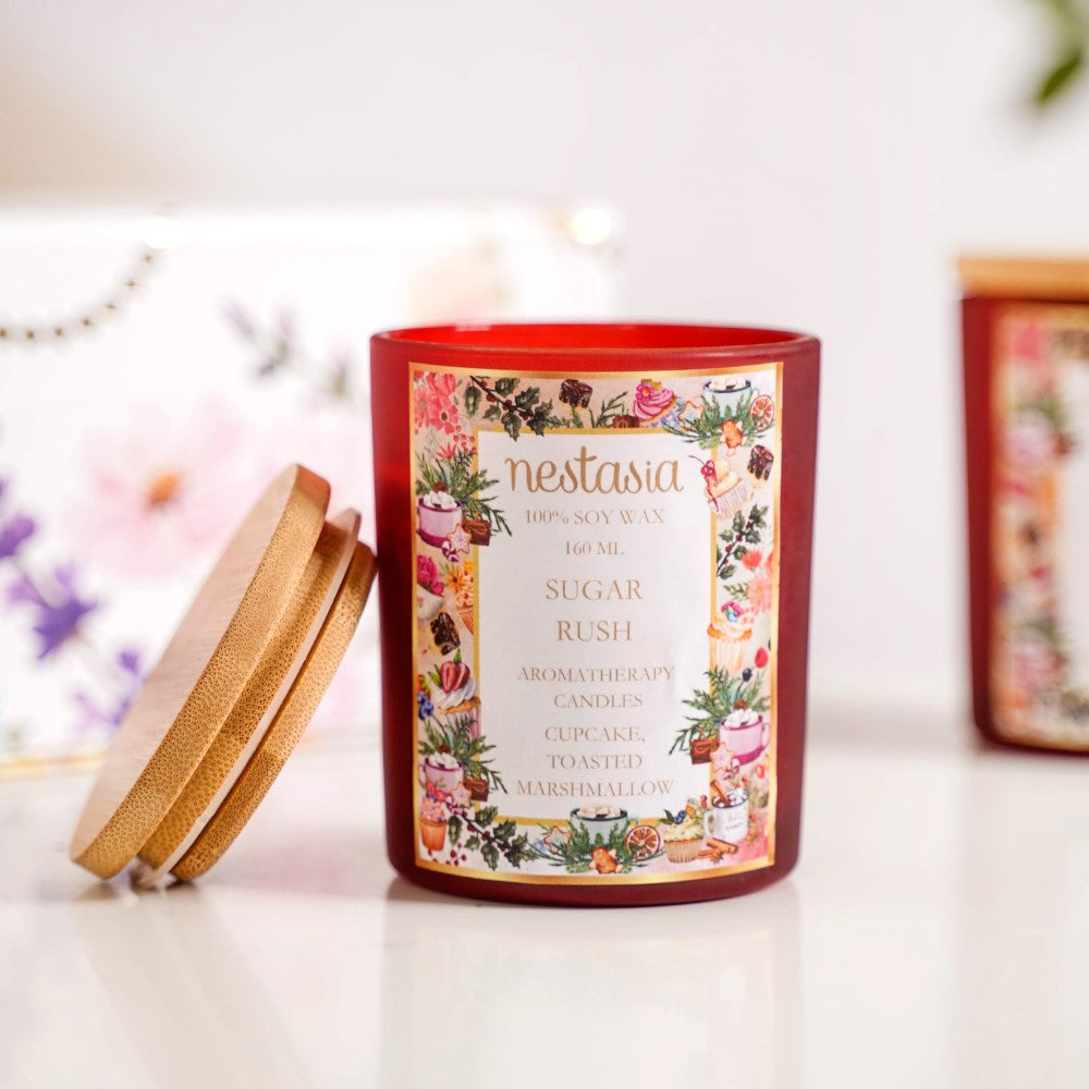 Sugar Rush & Mint Rosemary Scented Candles Set Of 2 Nestasia