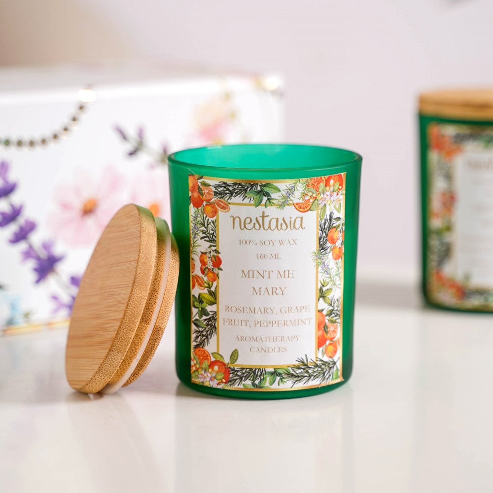 Sugar Rush & Mint Rosemary Scented Candles Set Of 2 Nestasia