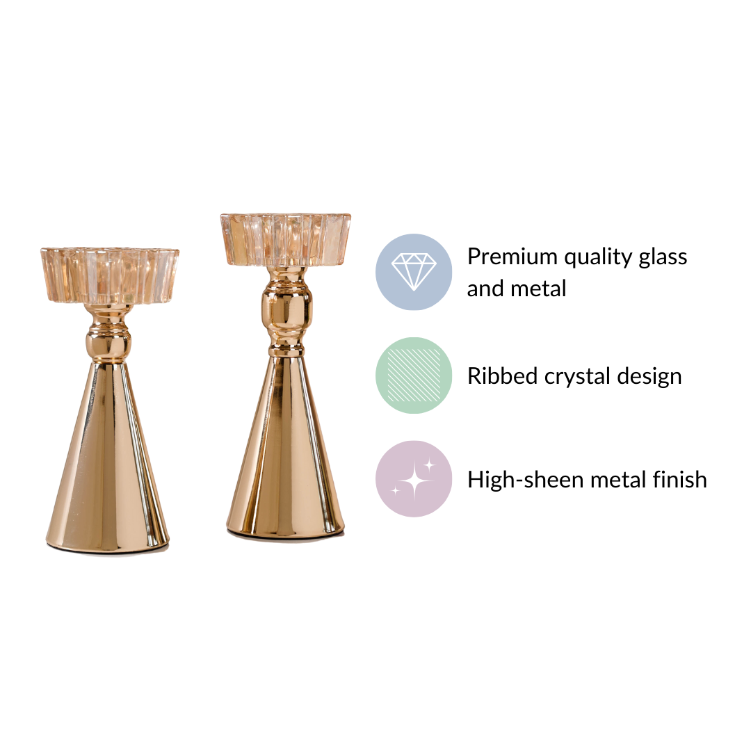 Star Crystal Gold Candle Holder Set Of 2 Nestasia
