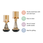 Lavish Crystal Hurricane Candle Holder Set Of 2 Nestasia