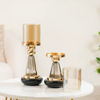 Lavish Crystal Hurricane Candle Holder Set Of 2 Nestasia