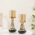 Lavish Crystal Hurricane Candle Holder Set Of 2 Nestasia
