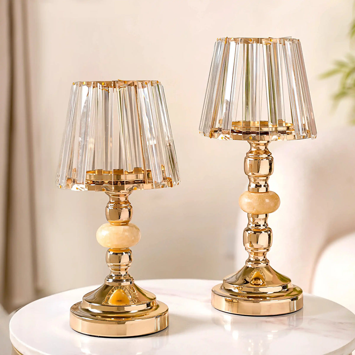 Lamp Shade Candle Holder Stand Set Of 2 Nestasia