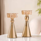 Star Crystal Gold Candle Holder Set Of 2 Nestasia