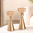 Star Crystal Gold Candle Holder Set Of 2 Nestasia