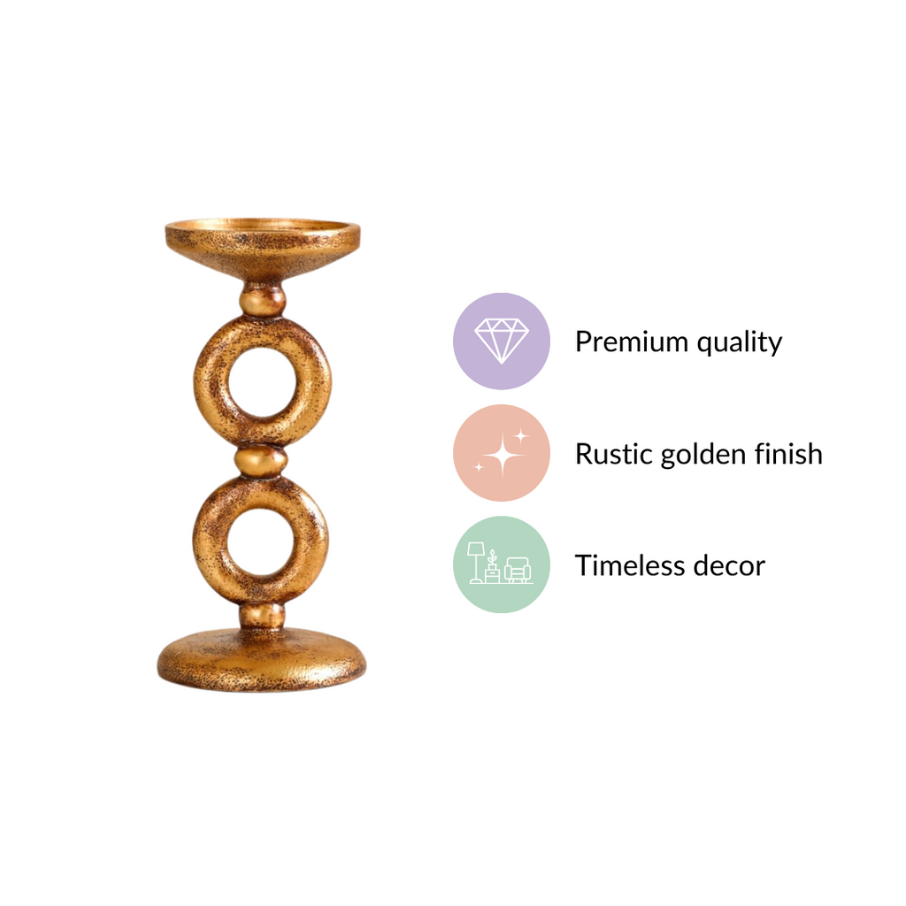 Antique Finish Rings Candle Stand Gold Nestasia
