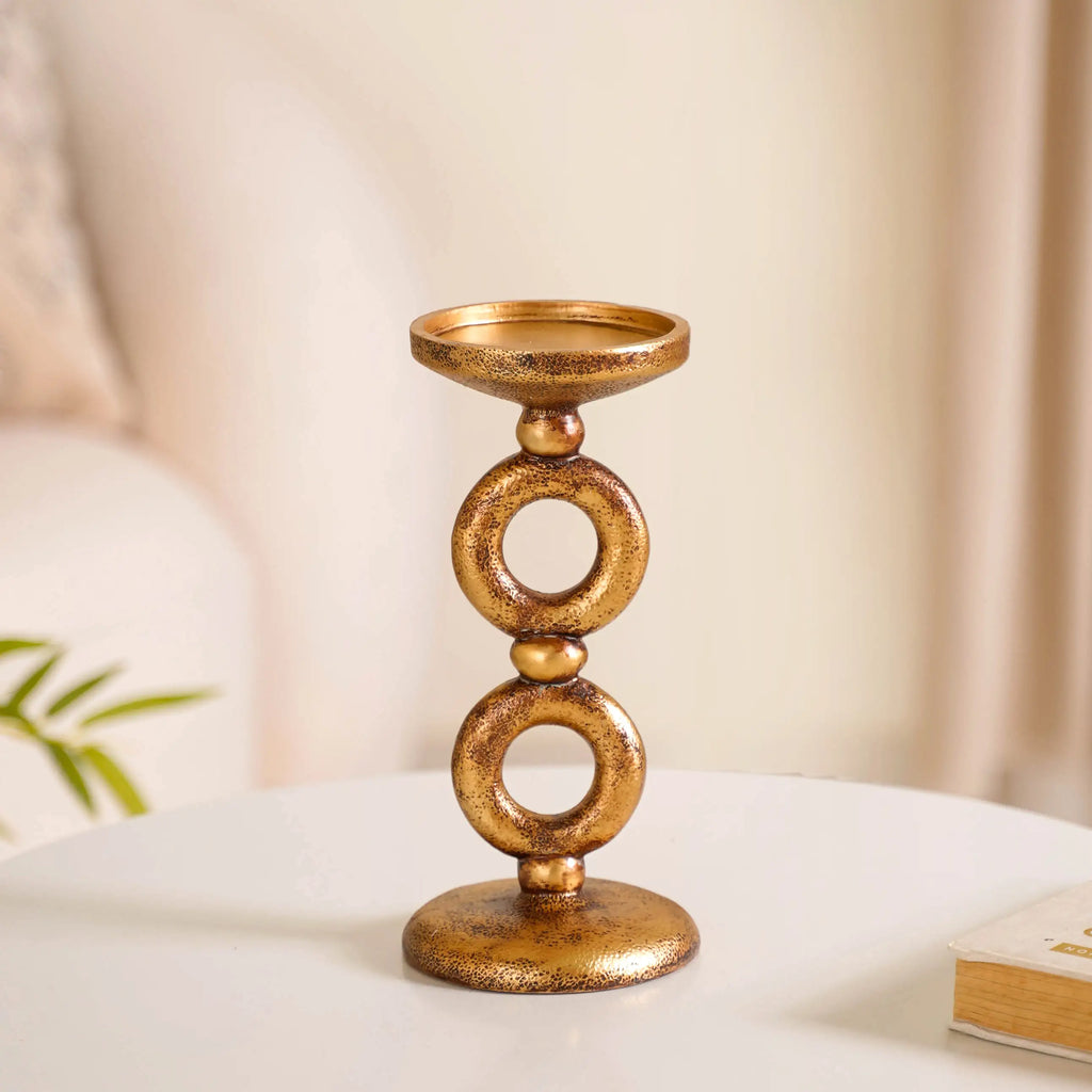 Antique Finish Rings Candle Stand Gold Nestasia