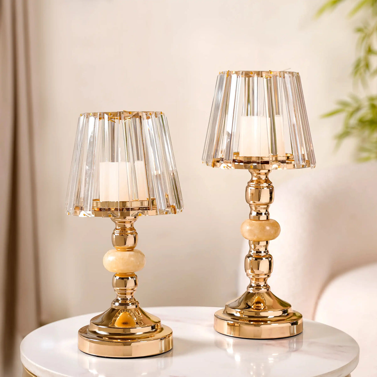 Lamp Shade Candle Holder Stand Set Of 2 Nestasia