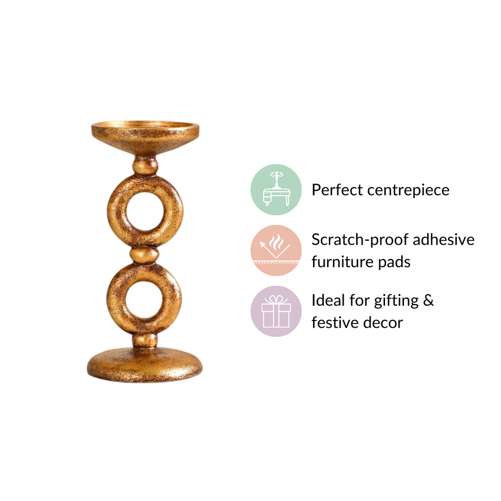 Antique Finish Rings Candle Stand Gold Nestasia