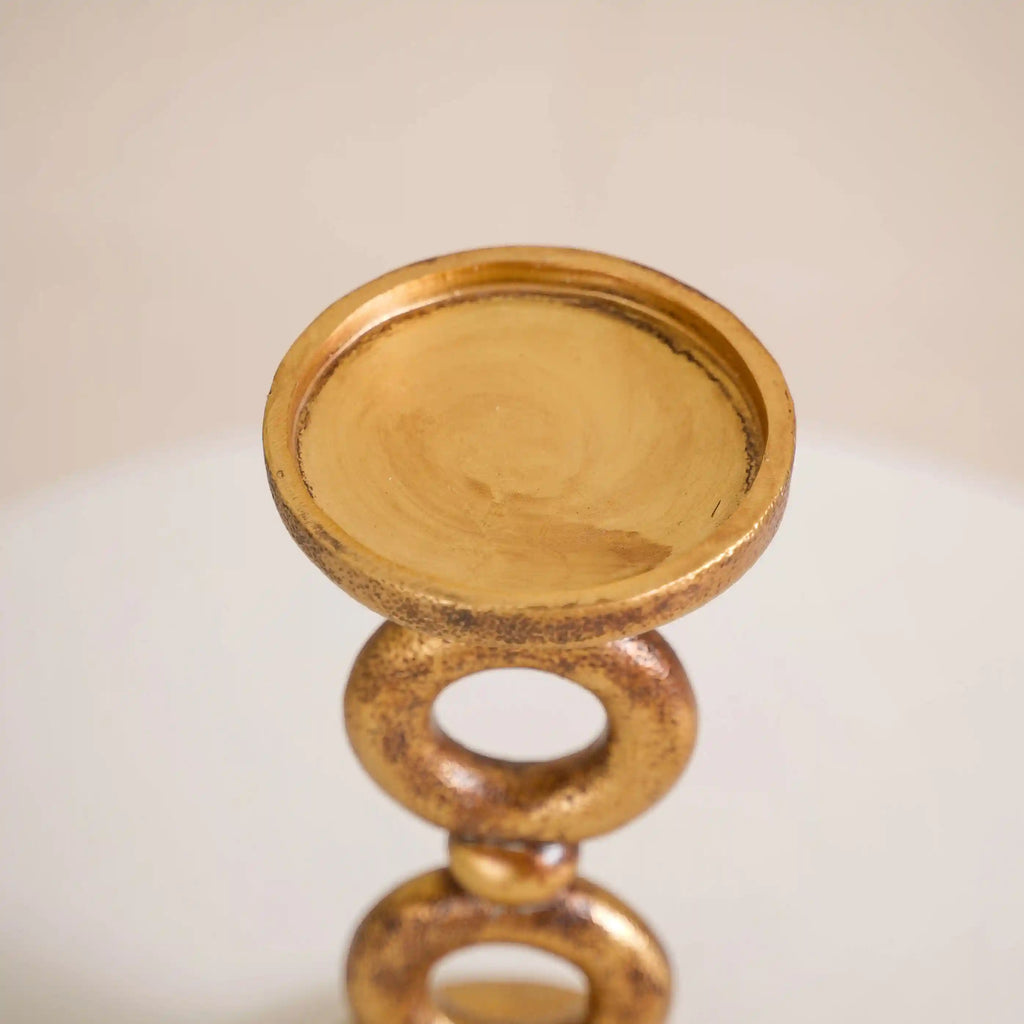 Antique Finish Rings Candle Stand Gold Nestasia