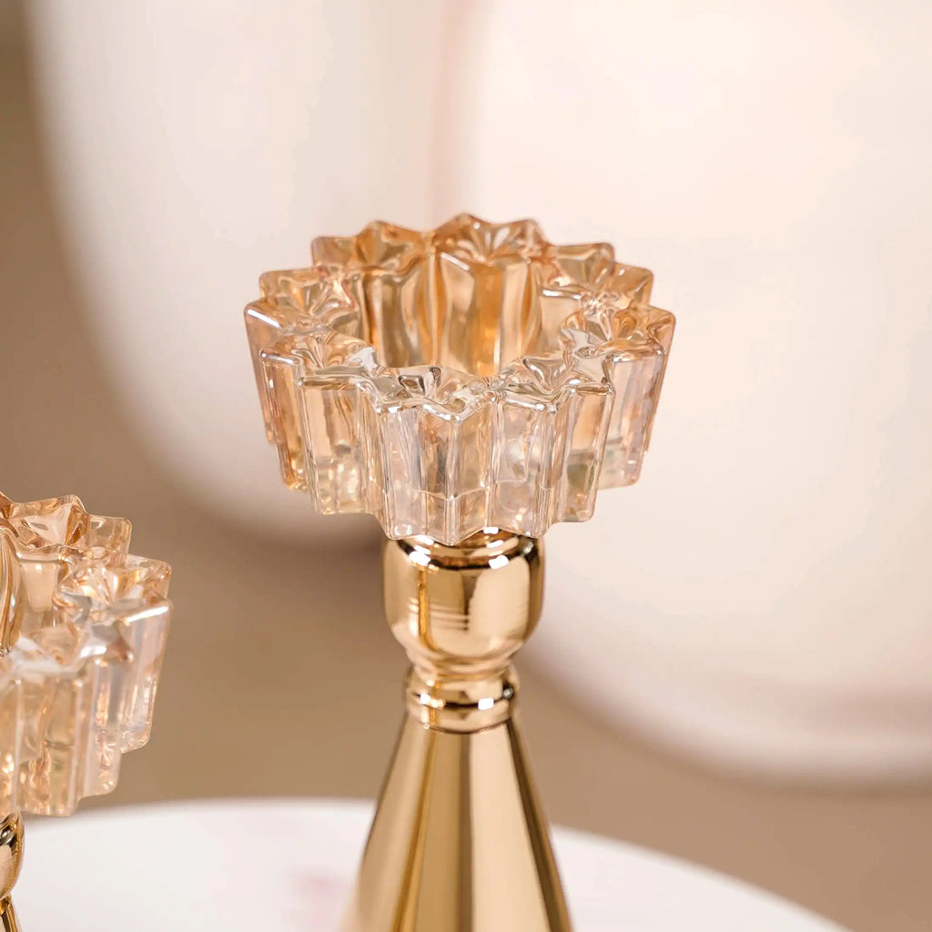 Star Crystal Gold Candle Holder Set Of 2 Nestasia