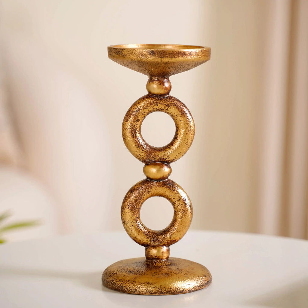 Antique Finish Rings Candle Stand Gold Nestasia