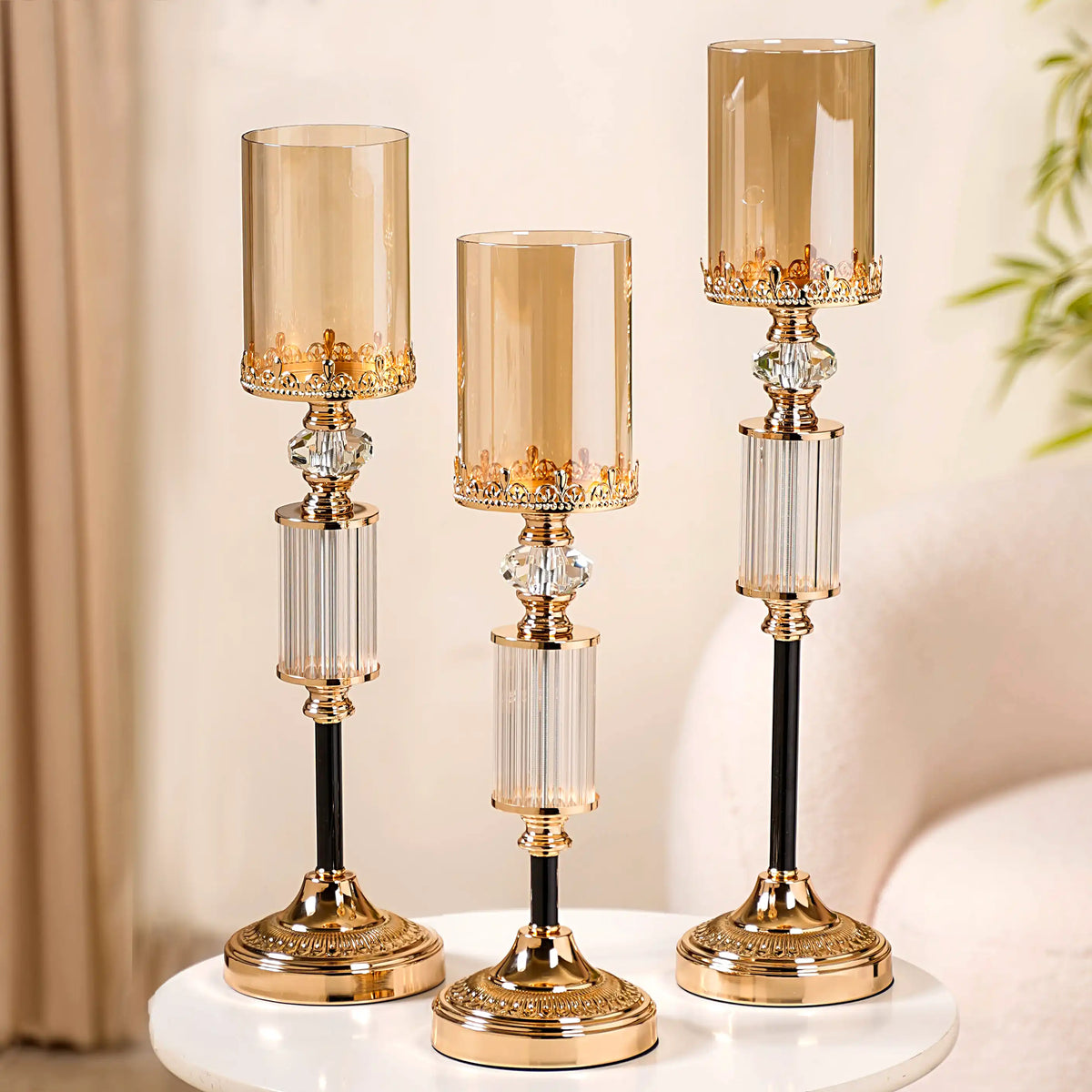 Tall Luxury Floor Candle Holder Set Of 3 Nestasia