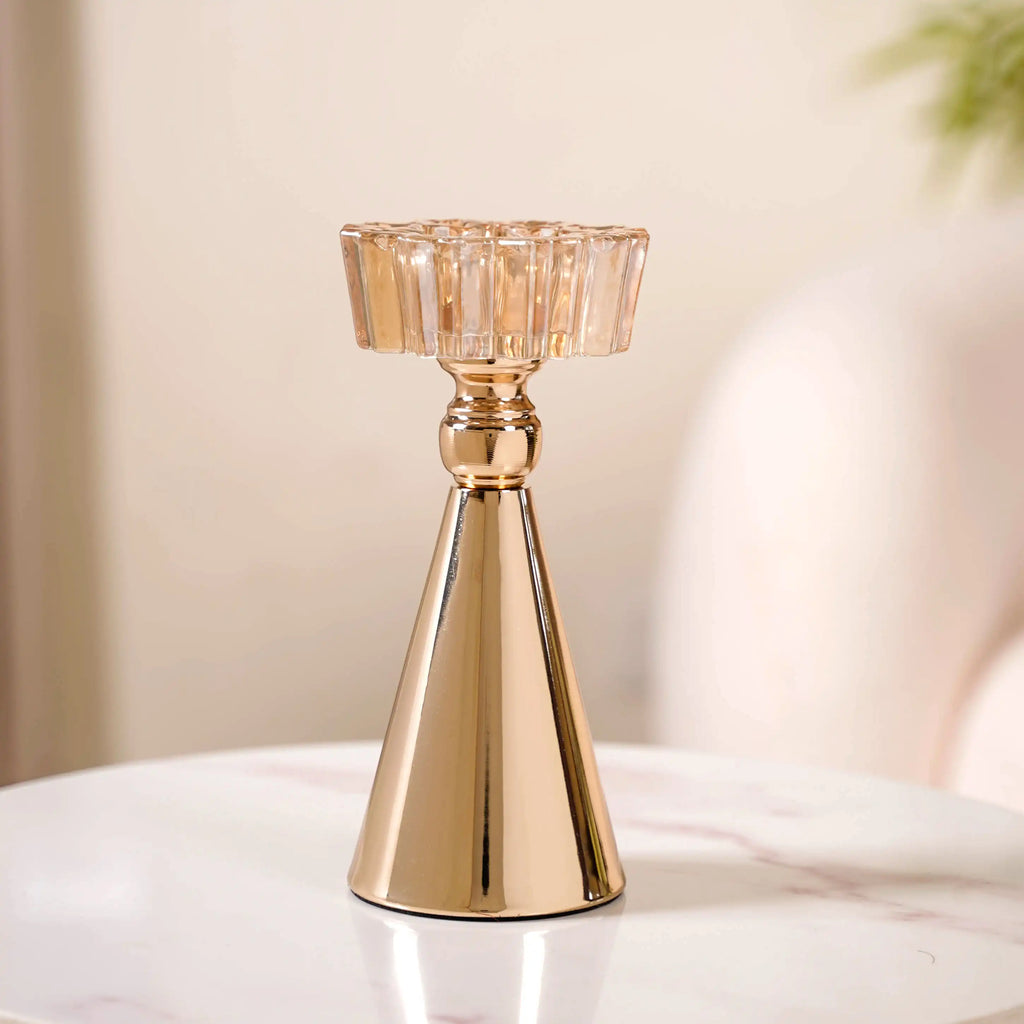 Star Crystal Gold Candle Holder Set Of 2 Nestasia