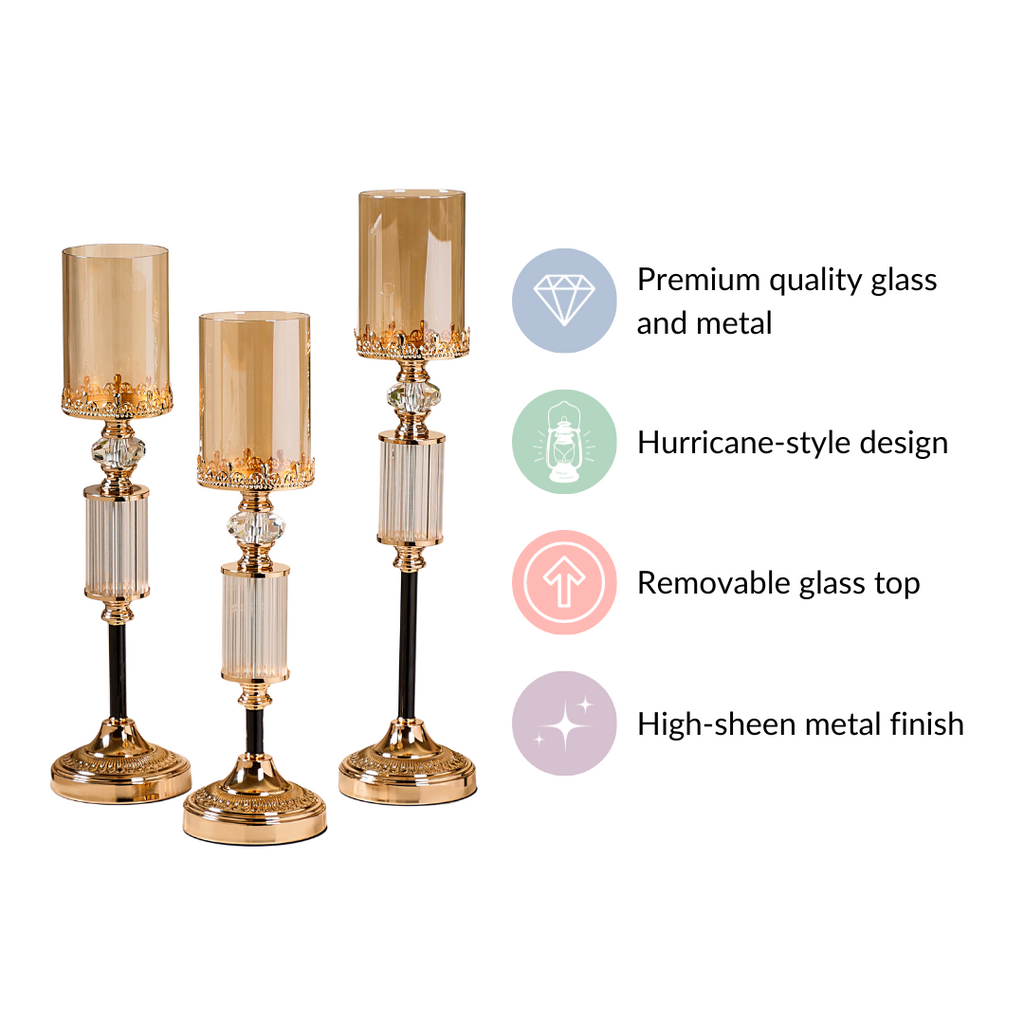 Tall Luxury Floor Candle Holder Set Of 3 Nestasia
