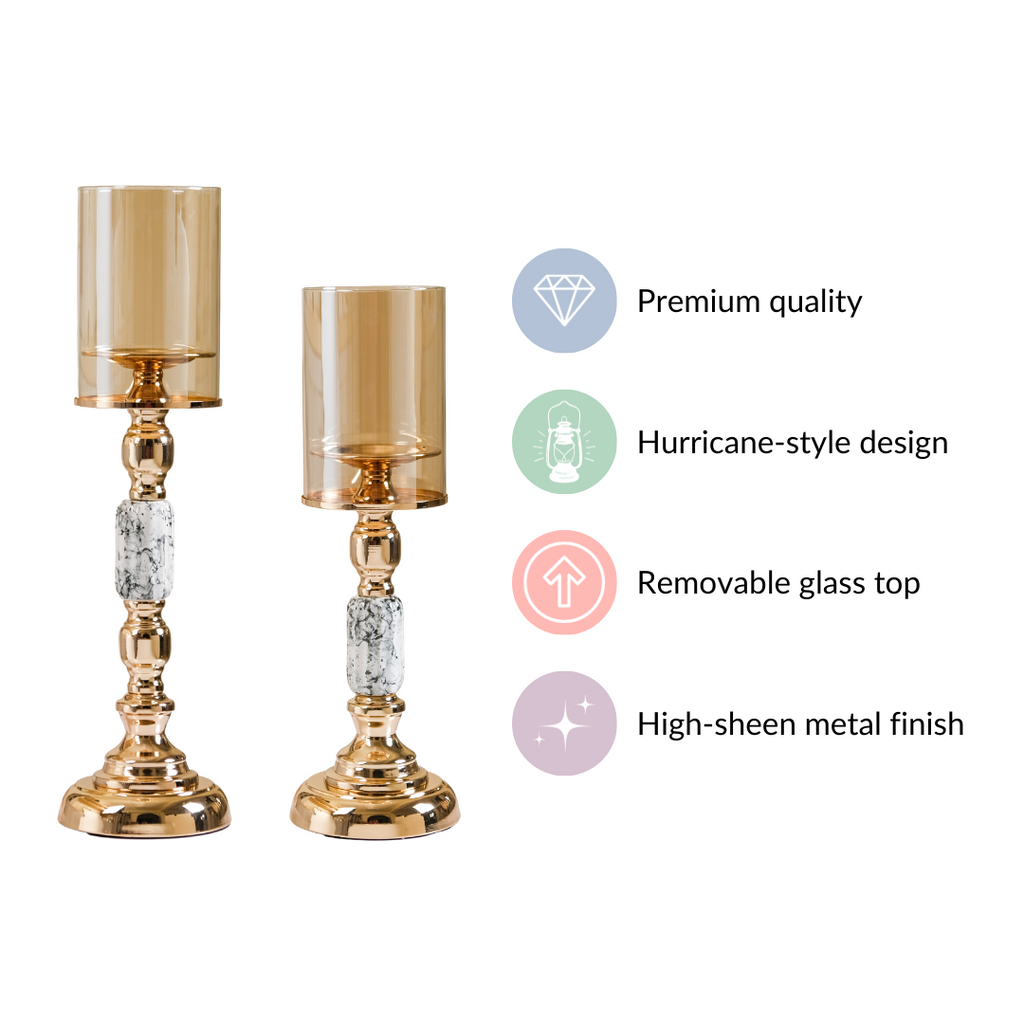 Marble Vintage Candle Holders Set Of 2 Nestasia