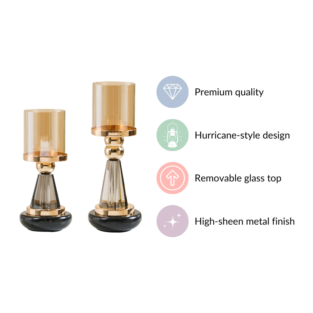 Lavish Crystal Hurricane Candle Holder Set Of 2 Nestasia