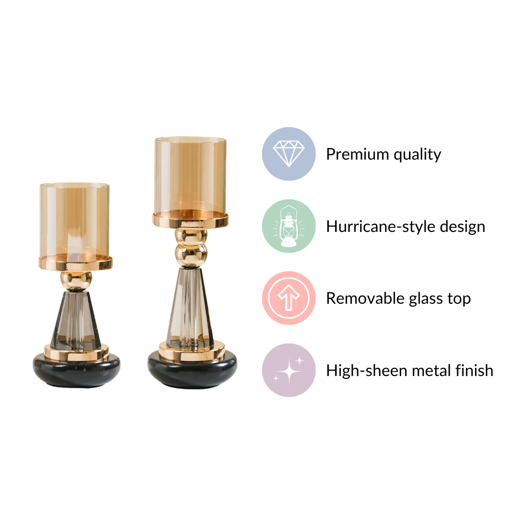 Lavish Crystal Hurricane Candle Holder Set Of 2 Nestasia