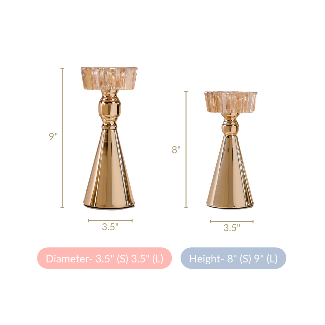 Star Crystal Gold Candle Holder Set Of 2 Nestasia