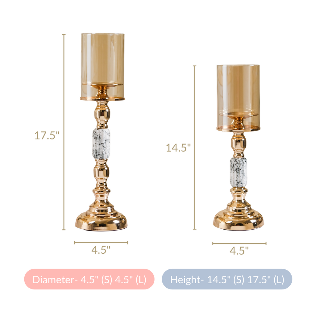 Marble Vintage Candle Holders Set Of 2 Nestasia