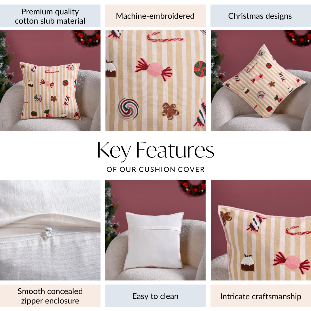 Candy Cotton Embroidered Cushion Cover 40x40cm Nestasia