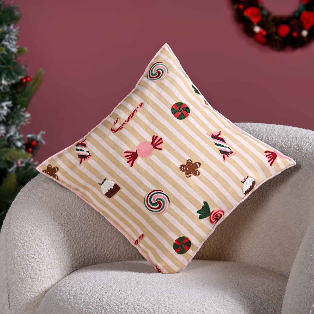 Candy Cotton Embroidered Cushion Cover 40x40cm Nestasia