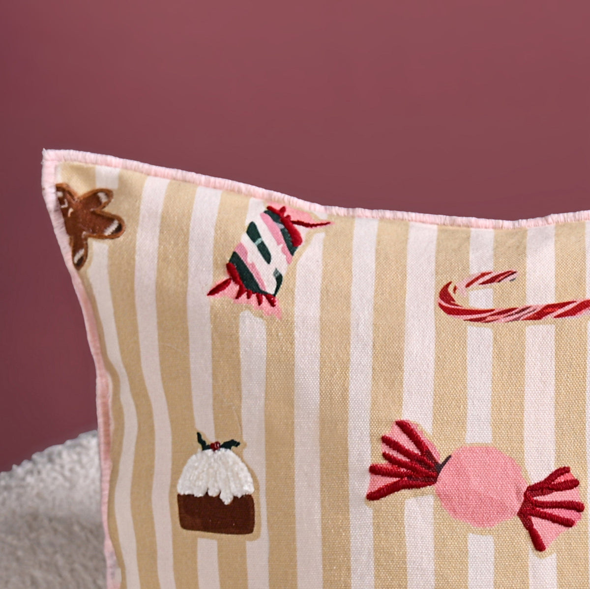 Candy Cotton Embroidered Cushion Cover 40x40cm Nestasia