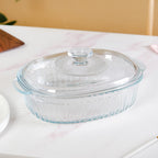 Fluted Glass Casserole Dish With Lid 1600ml Nestasia