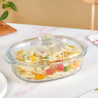 Fluted Glass Casserole Dish With Lid 1600ml Nestasia