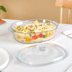 Fluted Glass Casserole Dish With Lid 1600ml Nestasia