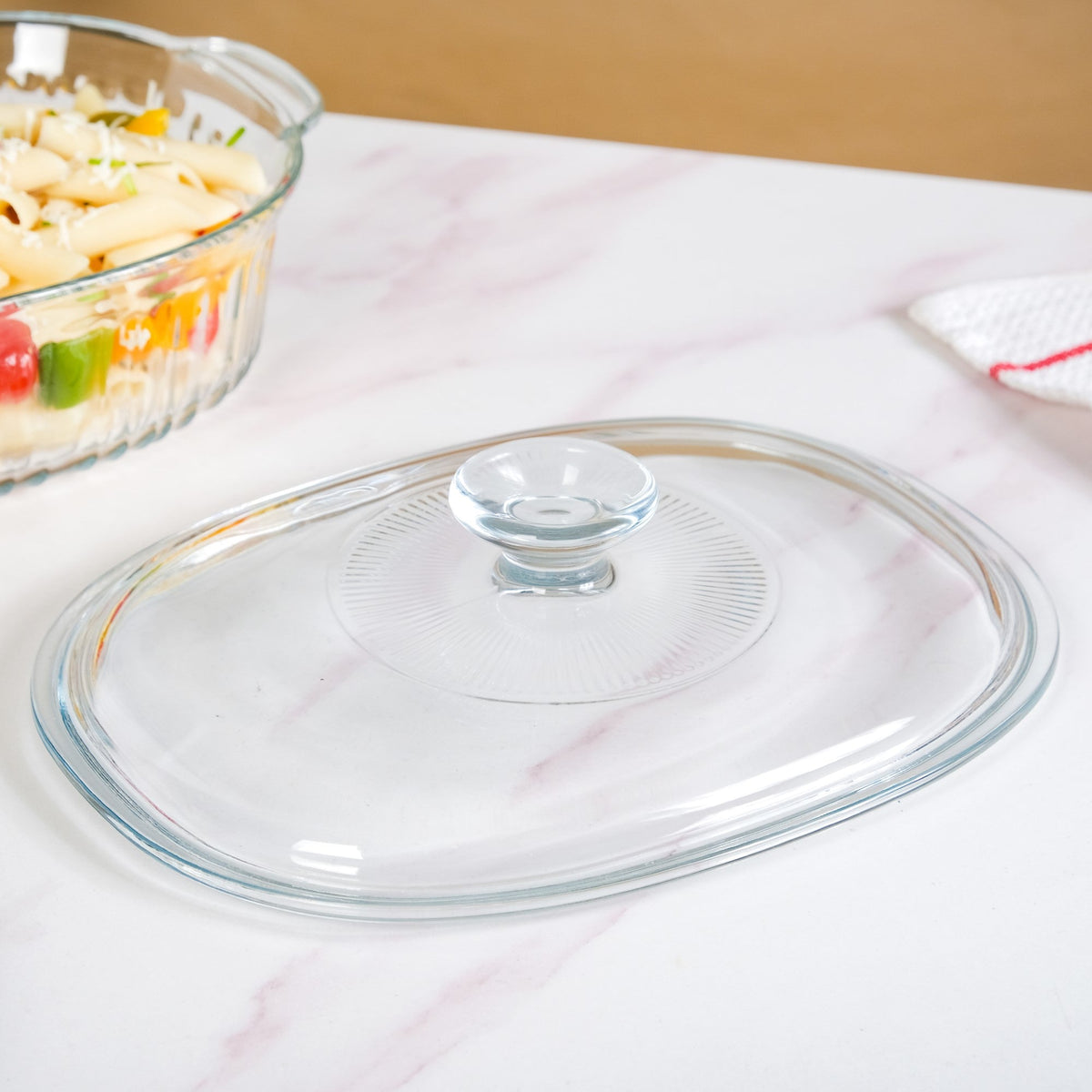 Fluted Glass Casserole Dish With Lid 1600ml Nestasia