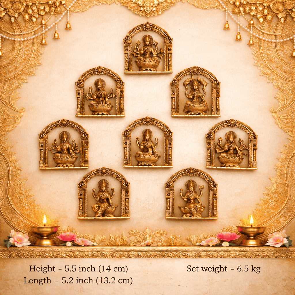 Brass Ashtalakshmi Wall Hanging Plates Set (5.5 Inch) Vedansh Craft