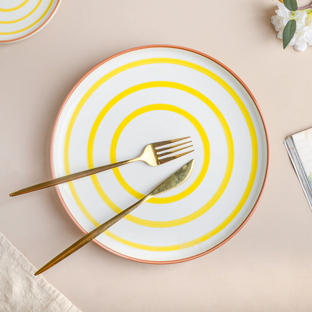 Spiral Dinner Plate Yellow 10 Inch Nestasia
