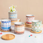 Potted Palette Ceramic Planter With Coaster Set Of 5 Nestasia