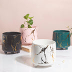 Halcyon Gold Pink Marble Ceramic Planter With Legs Large Nestasia