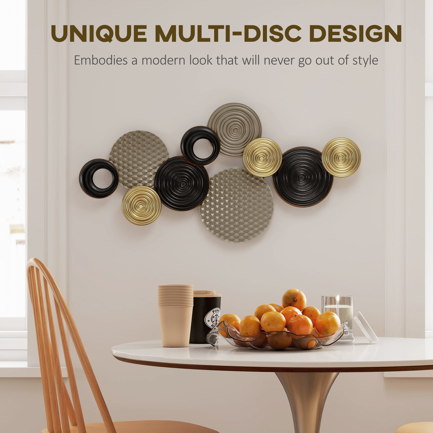 Metal Wall Art, Modern Hanging Wall Decor With Multi-Disc Design For Living Room Bedroom Dining Room