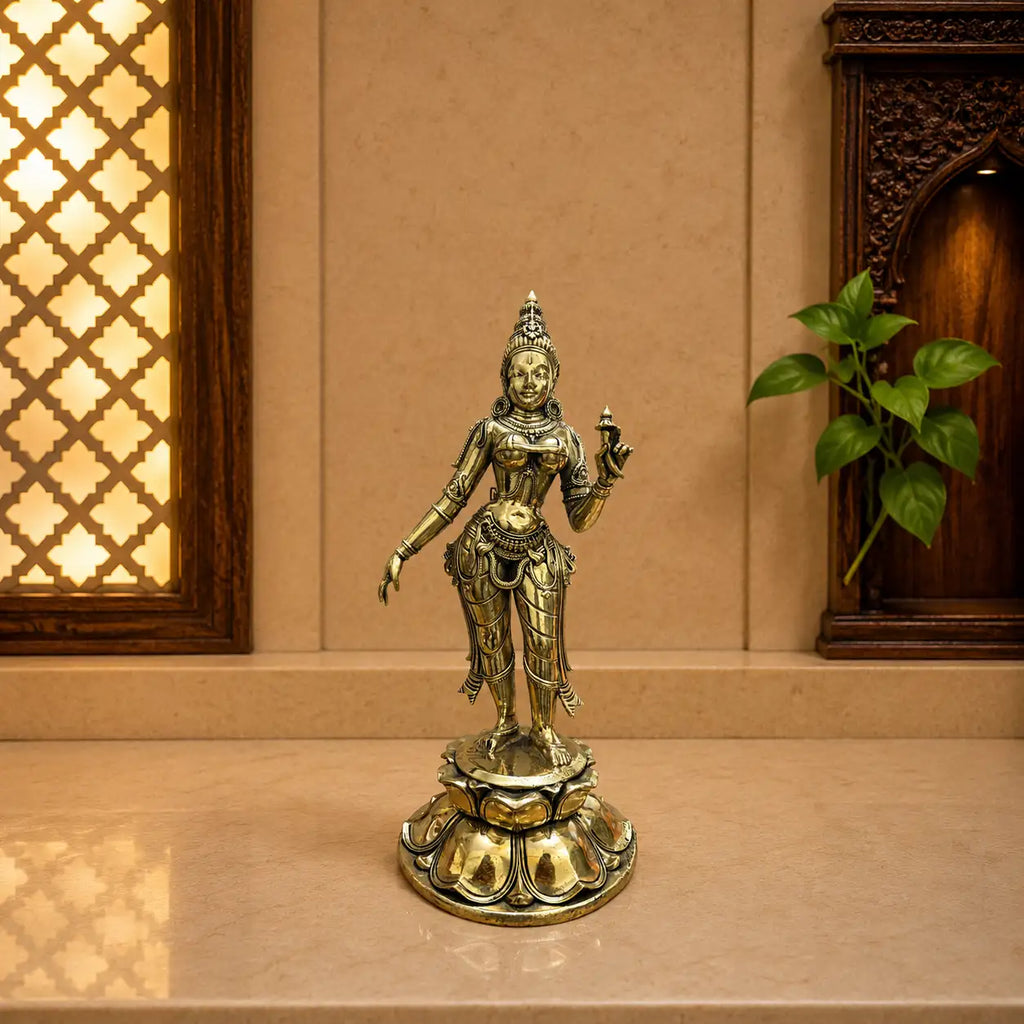 Brass Lightweight Standing Uma Parvati Devi Idol Vedansh Craft