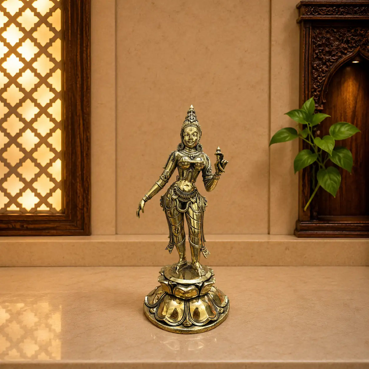 Brass Lightweight Standing Uma Parvati Devi Idol Vedansh Craft