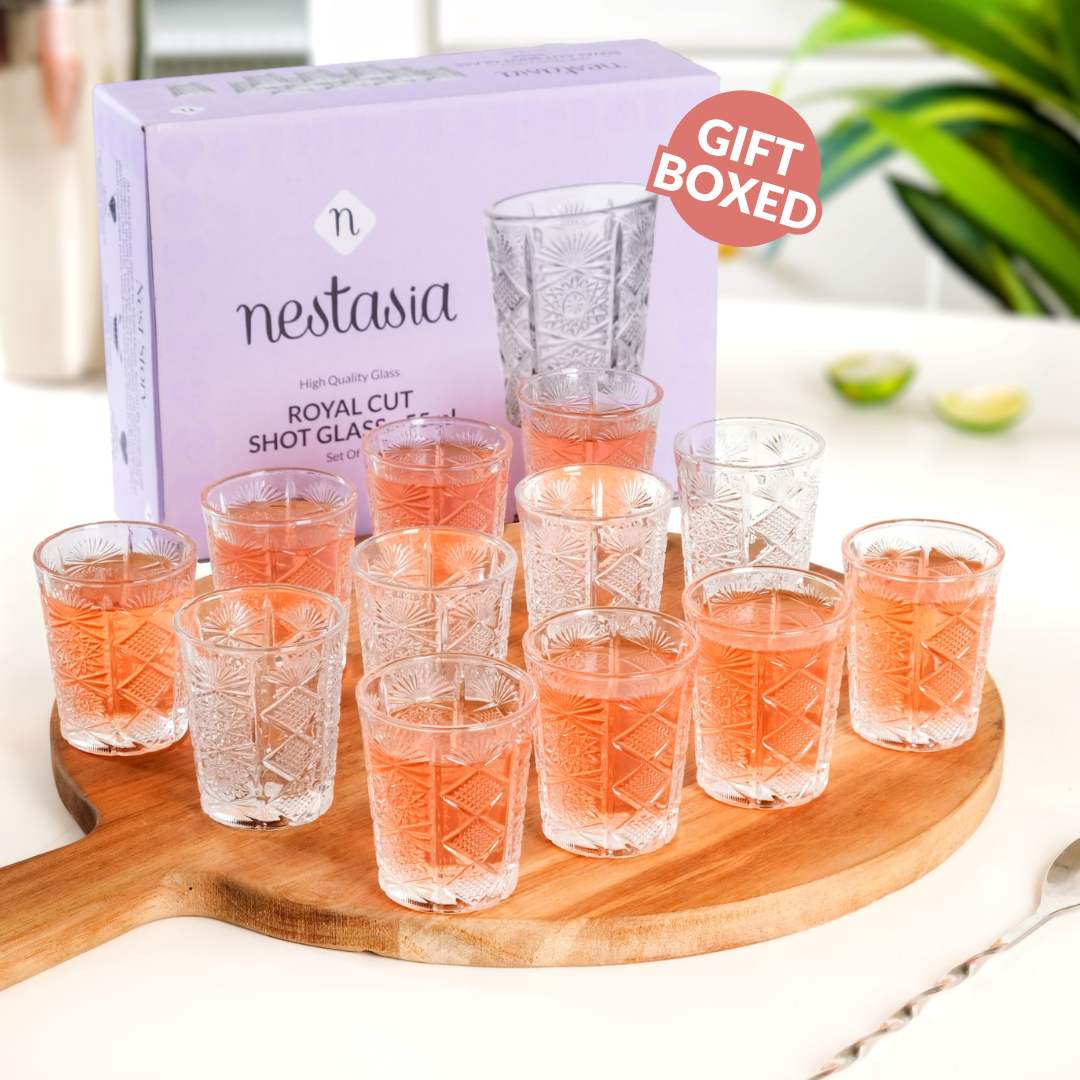 Celestial Cut Glass Shot Glass Set Of 12 55ml Nestasia